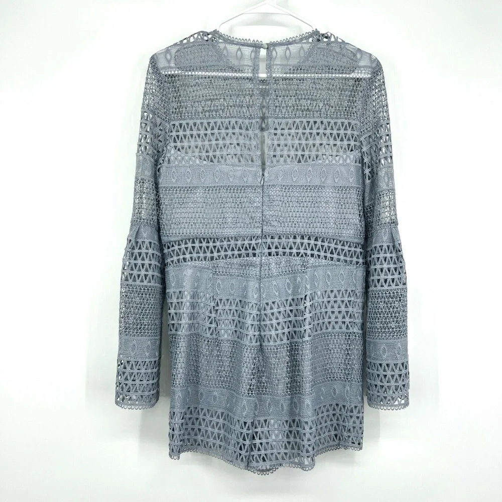 Bardot Romper Womens Size 8 Kristy Lace Blue Long Bell Sleeve Playsuit - Picture 9 of 12